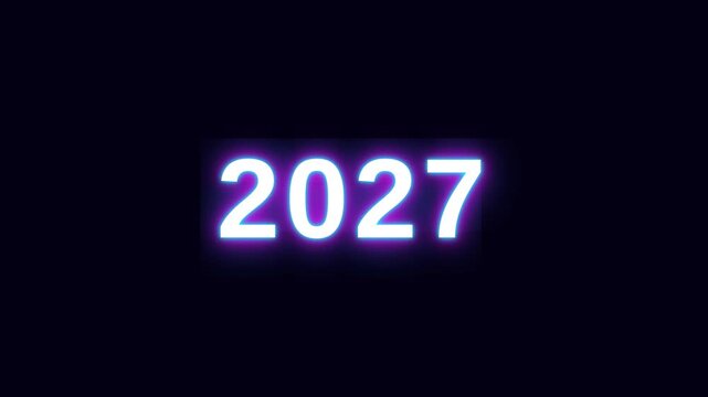 Motion of the Year 2027 Neon Light Display in a Dynamic Video Sequence.