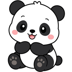 Cute cartoon baby panda bear isolated element, happy giant panda animal character kids sticker © เหนือ เมฆ