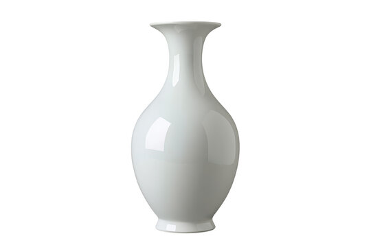 Elegant white ceramic vase with narrow neck