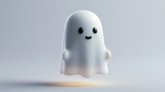 Cute ghost character a 3d rendering with a transparent background