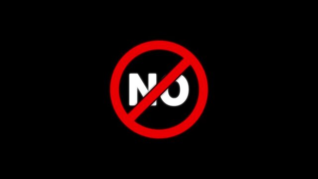 No warning symbol with red prohibition circle and slash over white ADS lettering, automotive safety concept, anti-lock braking system restriction icon on black background.
