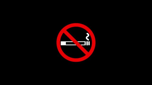 No smoking prohibition symbol with red crossed circle over cigarette icon, tobacco-free warning sign, health and safety concept, isolated on white background.