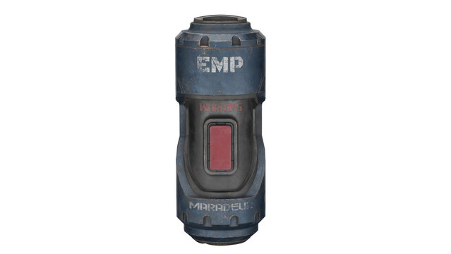 3d rendering sci fi emp grenade design in a futuristic style