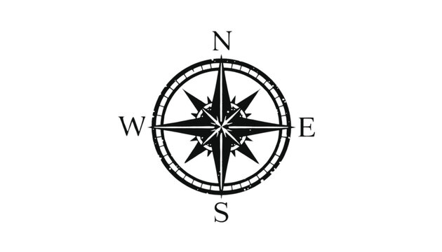 Compass shows cardinal directions with detailed star points enclosed inside a circular rim for navigation.
