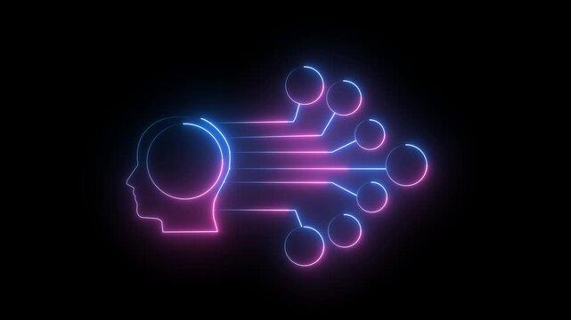 Neon digital artist avatar concept emerging technology creative skills icon animation