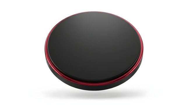 A detailed close up studio photograph features a contemporary wireless headphone in a rich deep burgundy shade against a clean white backdrop