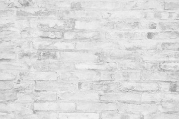 Fototapeta premium White brick wall background with realistic masonry texture, painted surface and subtle distressed details. Clean architectural backdrop for mockups, interior design, construction, and advertising