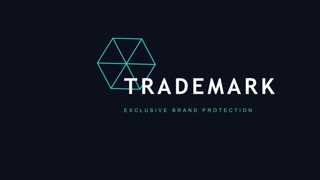 Trademark exclusive brand protection concept with animated geometric and digital security motion animation 4k