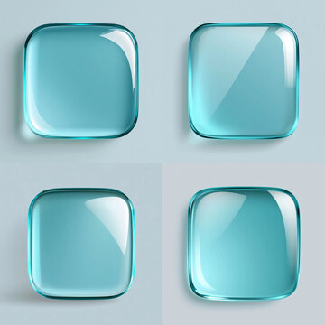 Glossy blue glass square buttons
