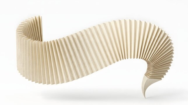 A creative paper craft project showing an accordion fold speech bubble isolated on a clean white studio background
