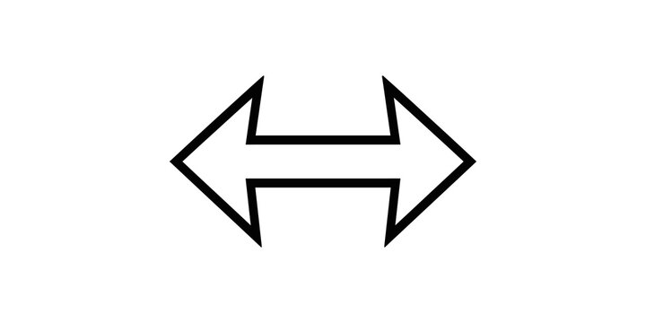 Horizontal double sided arrow with sharp outer tips for technical or design dimensions.