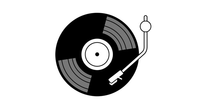 Vintage Vinyl Record Player with Spinning Disc Isolated