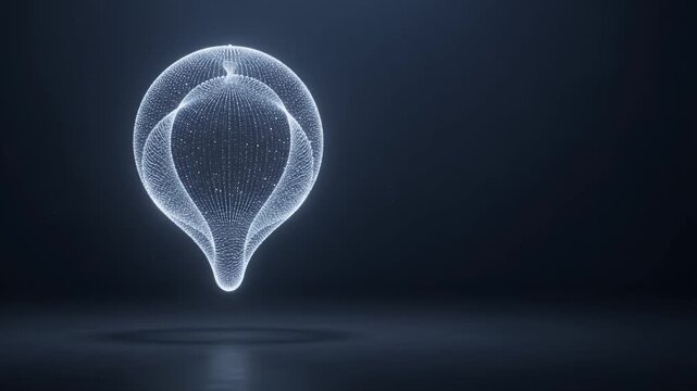 AI particle sphere, glowing digital orb and data visualization on dark background for technology, innovation and futuristic concept. Global network, energy and communication with mockup for ads.