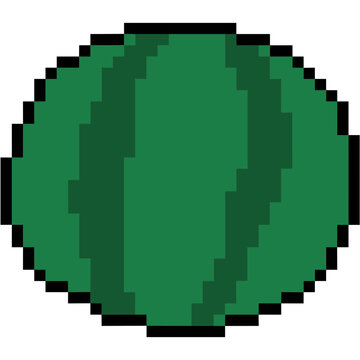 Nostalgic 8 bit game style pixel art whole green watermelon graphic element for vintage summer design svg icon