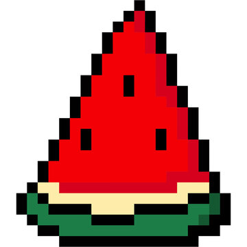 Retro 8 bit pixel art watermelon triangle slice icon for nostalgic 90s game graphic design element svg icon