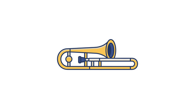 Golden brass trombone wind instrument