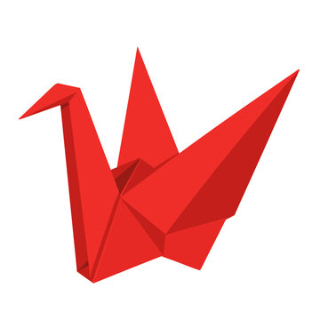 red origami crane vector illustration