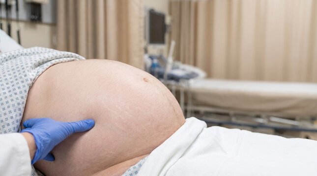 Ascites and Abdominal Distension &mdash; Clean Medical Background with Copy Space