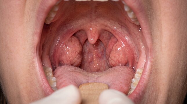 Tonsillar Hypertrophy and Enlarged Tonsils &mdash; Photorealistic Medical Education Background