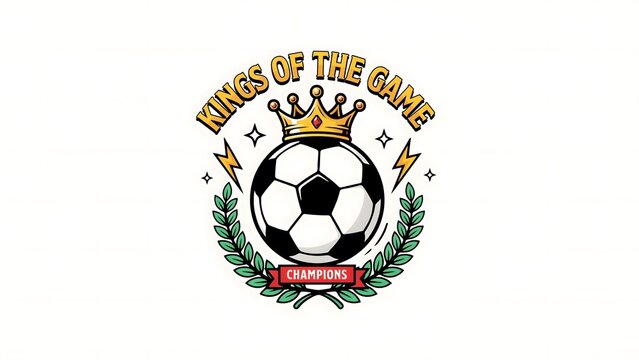 Soccer ball crown champion logo design with laurel wreath and trophy elements for sports tournaments.