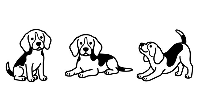 Cute beagle dog illustrations isolated on transparent background.