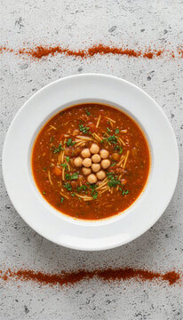 Harira soup with chickpeas and vermicelli