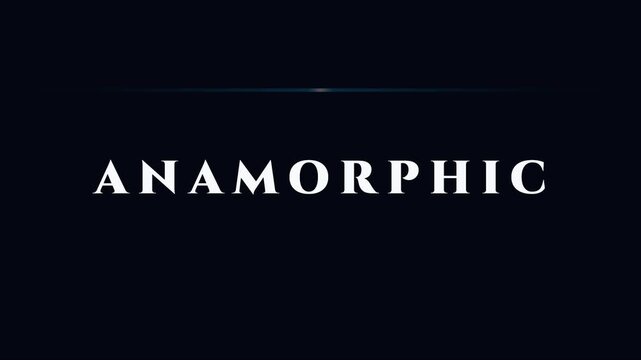 Anamorphic cinematic title sequence with blue lens flare and minimalist typography animation 4k