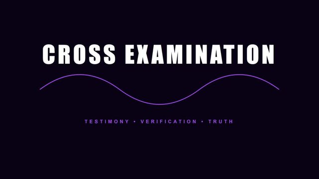 Cross examination legal concept with testimony verification and truth keywords for courtroom and justice media projects animation 4k