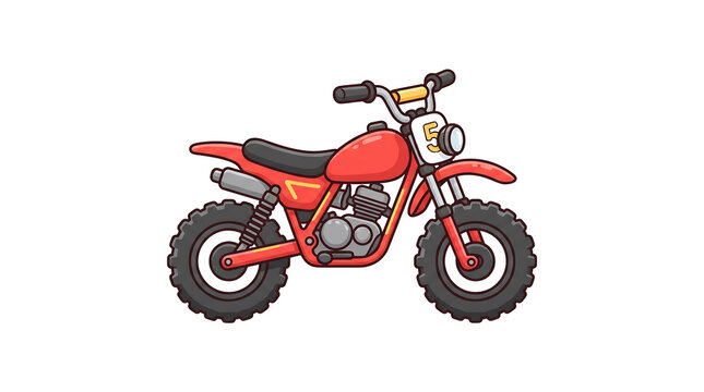 Red dirt bike off-road motorcycle cartoon illustration isolated on white background
