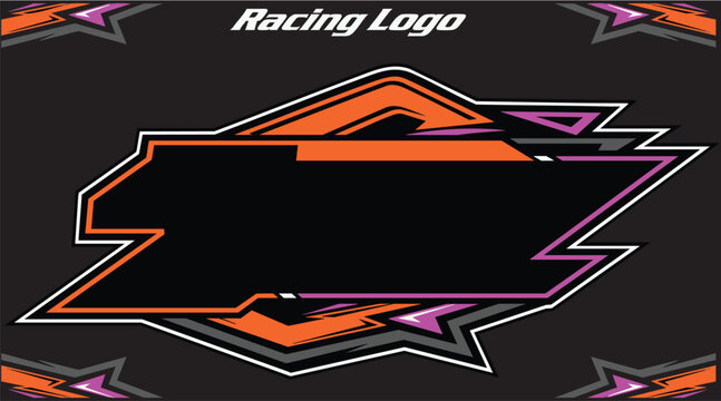 Outline and painted racing logo. Isolated in black background, for t-shirt design.