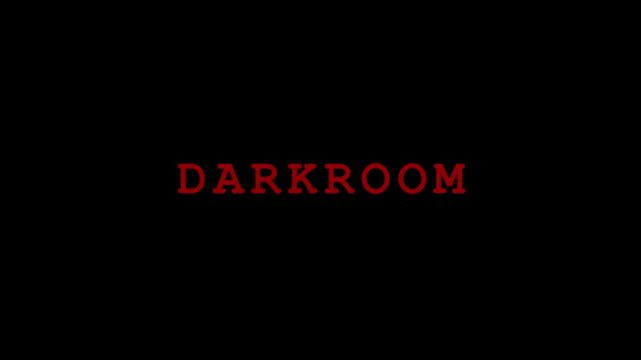 Darkroom red neon sign text animation on 4k black background, for cinematic thriller, or mystery title sequence
