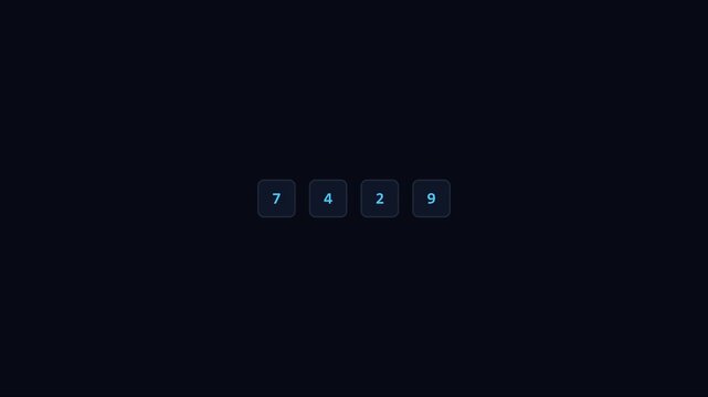 Digital security code input interface with glowing numbers 7 4 2 9 animation 4k