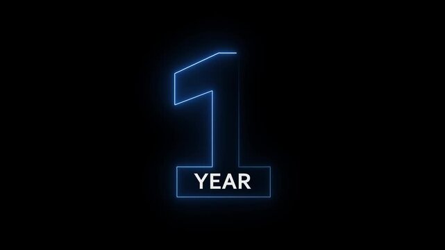 ​glowing neon 1 year anniversary and first birthday celebration motion graphics animation video.
