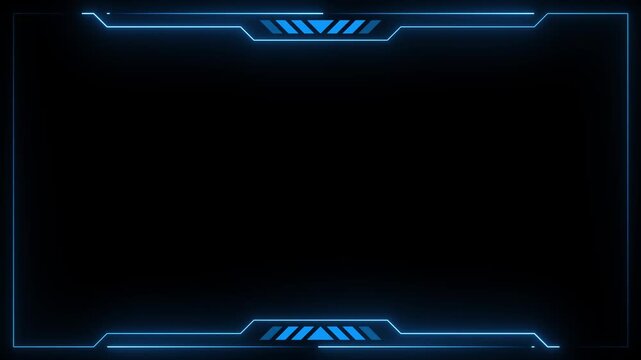 Abstract glowing neon blue sci fi tech frame webcam overlay loop 4k motion video