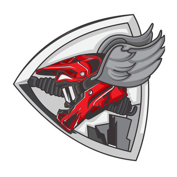 Winged Motocross Helmet Logo for Motorcycle Racing Club and Biker Team