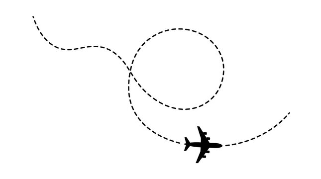 Airplane flight path with a loop vector icon isolated on a white background for travel design