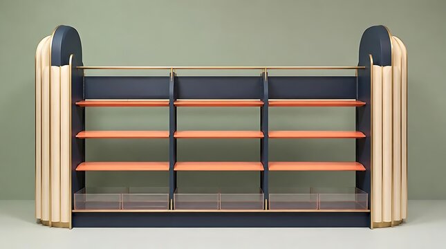 Vintage Art Deco Display Shelf Unit with Ribbed Sides.