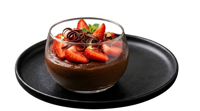 Strawberry Chocolate Mousse with Fresh Berries and Chocolate Curls