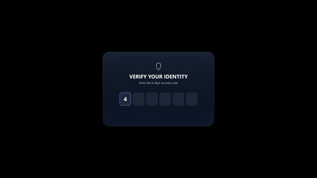 Two-factor authentication 2FA code input verification motion graphics UI.