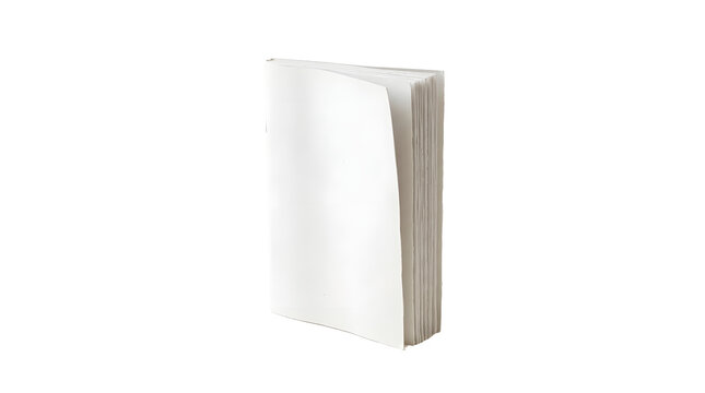 Blank white paper booklet template standing vertically.