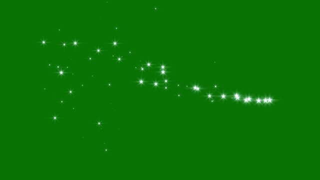 Bright twinkle stars generate a sparkling glitter wave, producing magical shimmer dust and elegant star line glitter line stars on green screen background. 4k.