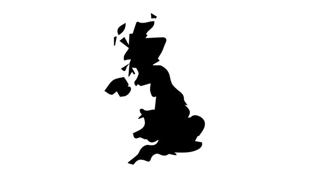United Kingdom map silhouette, black UK vector outline, British Isles geographic shape, minimalist Great Britain landmass icon