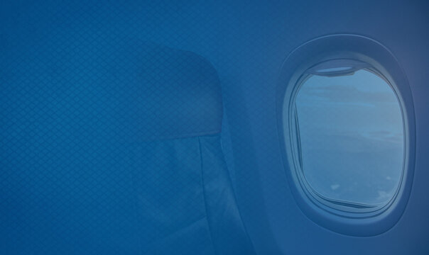 Beautiful scene of aeroplane window seat travel concept