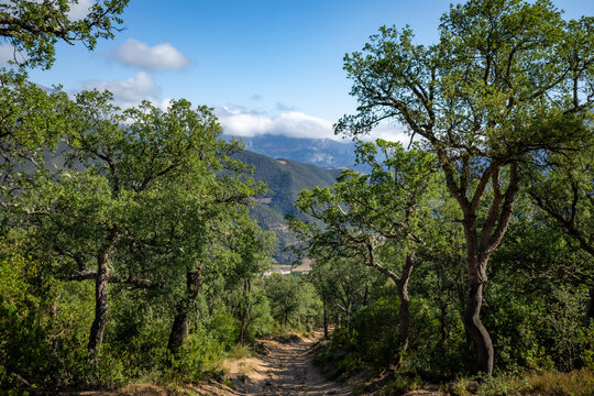 View of the Picos de Europa National Park with Potes at its foot (Cantabria, Spain)