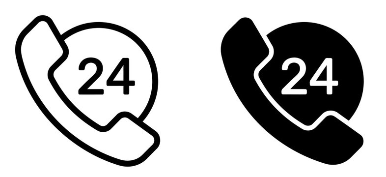 24 7 customer service support phone icon symbol vector illustration with call center contact us telephone helpdesk assistance contact