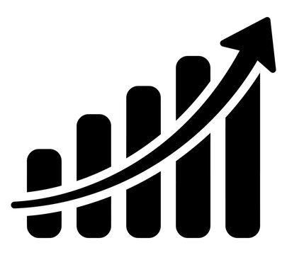 Business growth financial chart with upward trending arrow vector icon bar graph increase analytics economics investment performance