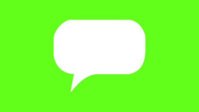 Online bubble chat messages Green Screen chroma key, pop up chat box, Text box, Animation Speech Bubble Alpha channel. motion graphic of message box cartoon concept.
