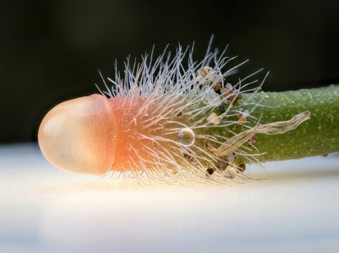 Seed germination macro with root hairs and sprout detail