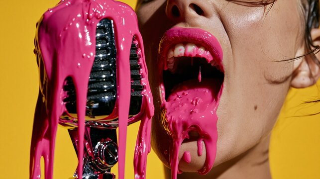 Pink Paint Dripping Microphone