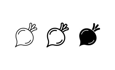 Fototapeta premium Beetroot Icons, Root Vegetable Vector Graphics, Healthy Food Symbols, Organic Produce Illustrations